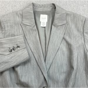 Kate Hill Jacket Womens 14W Gray Long Sleeve Stretch Peak Lapel 2-Button
